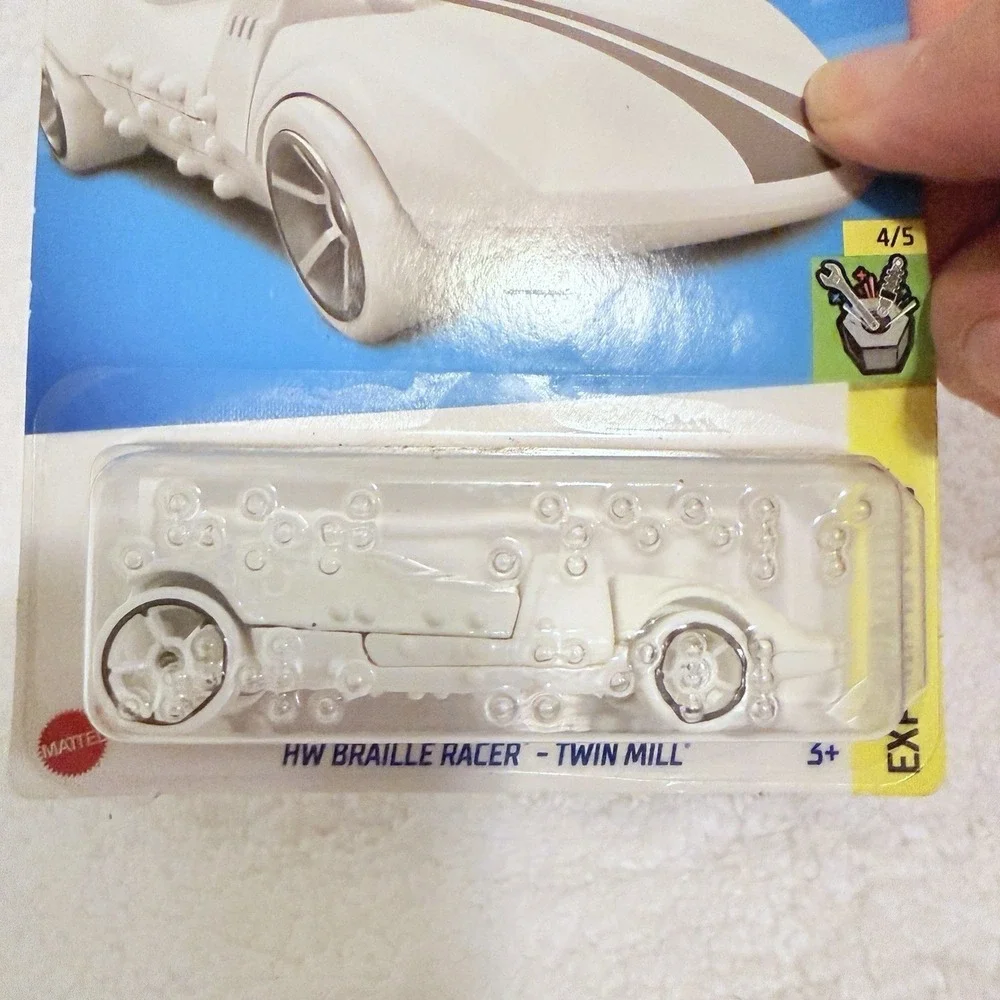 HOT WHEELS HW Braille Racer Twin Mill White Experimotors NatFed Blind HKG33 2023